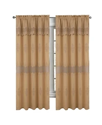 Rt Designers Collection Debbie Macrame Construction 3" Rod Pocket Curtain Panel 54" x 84" Gold/Gold
