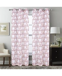 Rt Designers Collection Crown Grommet Sheer Metallic Printed Doily Curtain Panel