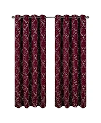 Rt Designer Collection Kimber Embroidered Blackout Luxurious Decorative Grommet Curtain Panel 54" x 84" Burgundy