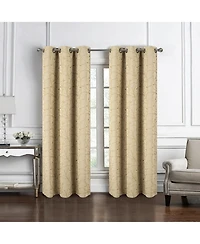 Rt Designer Collection Luciana Embroidered Blackout Luxurious Decorative Grommet Curtain Panel 54" x 84" Beige