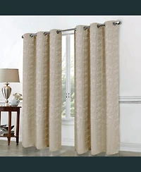 Rt Designer Collection Calypso Shimmer Jacquard 2 Pack Grommet Curtain Panel Pair 36" x 84" Taupe