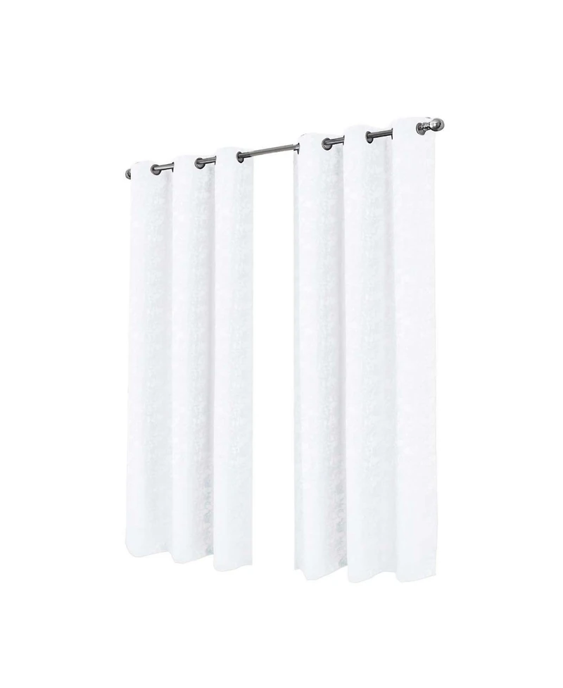 Rt Designer Collection Calypso Shimmer Jacquard 2 Pack Grommet Curtain Panel Pair 36" x 84" White