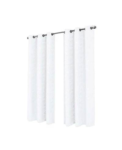 Rt Designer Collection Calypso Shimmer Jacquard 2 Pack Grommet Curtain Panel Pair 36" x 84" White