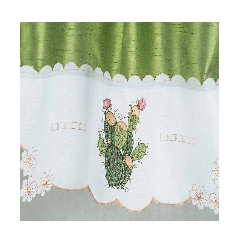 Rt Designer's Collection 3 Piece Set Adds Charm Any Kitchen Decor Monarch Cactus Kitchen Curtain 52" x 18" Sage