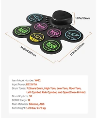 Mecale Electric Drum Set, 7 Pads Roll-Up Electronic Drum Kit with Headphone Jack, Built-In Speakers & Drum Sticks for Kids Practice