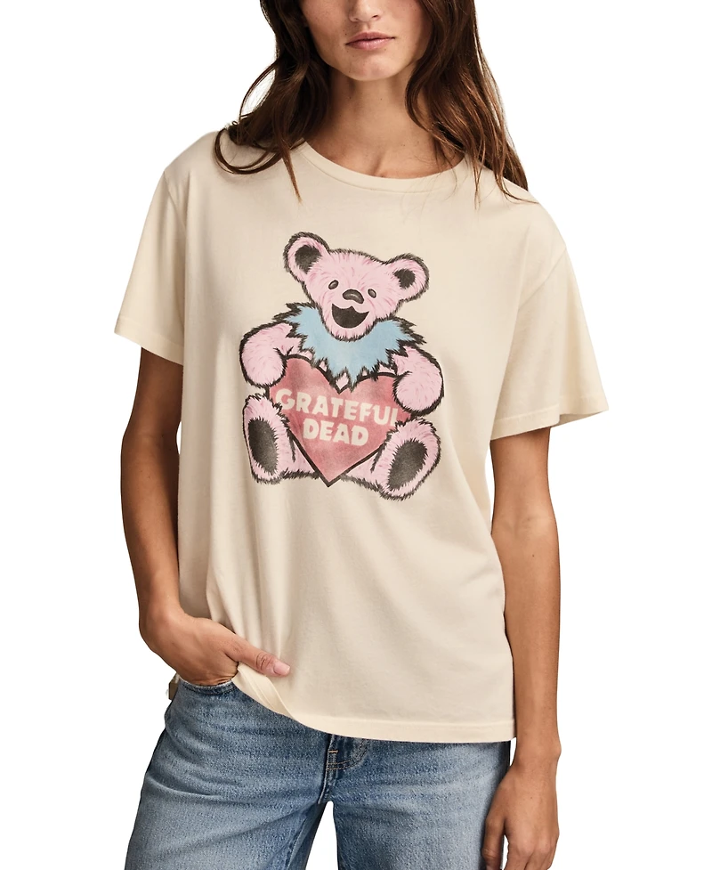 Lucky Brand Women's Grateful Dead Valentine Bear Boyfriend Graphic T-Shirt