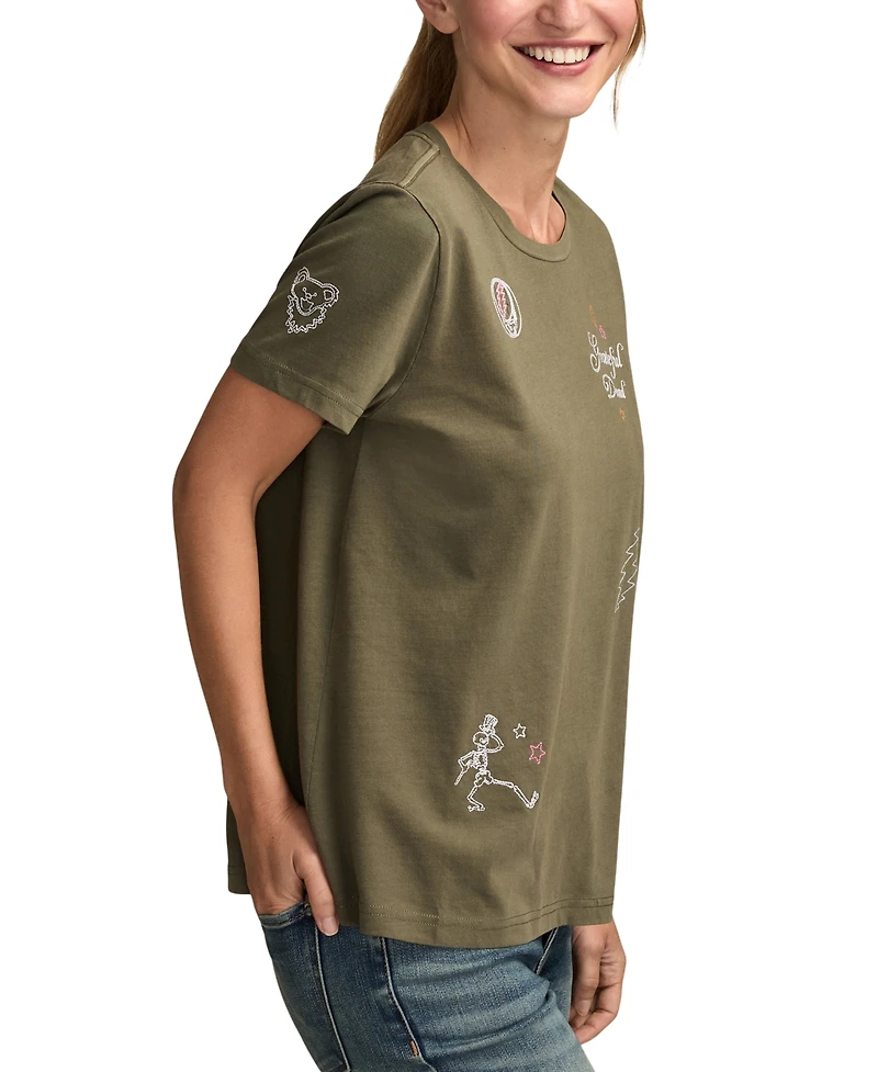 Lucky Brand Women's Grateful Dead Multi Hit Classic Crewneck T-Shirt