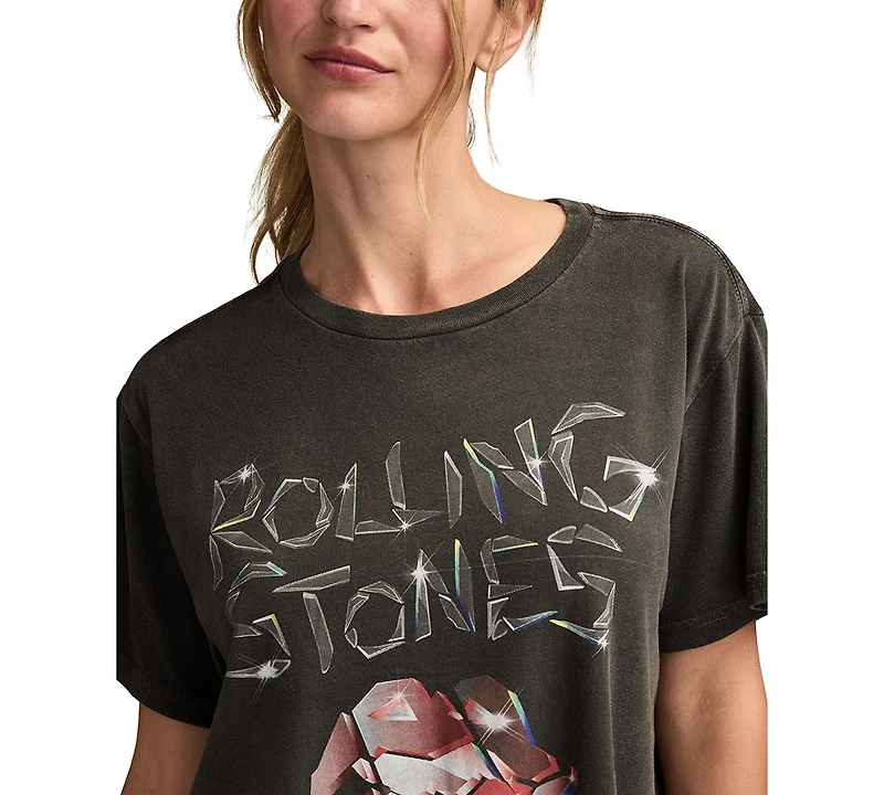 Lucky Brand Women's Rolling Stones Shatter Boyfriend Crewneck T-Shirt