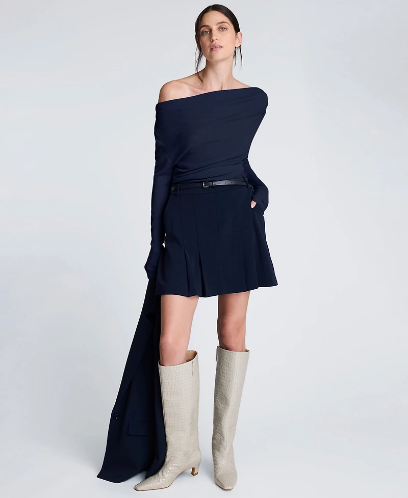 Kenneth Cole Women's Asymmetrical Drape Front Long-Sleeve Sweater