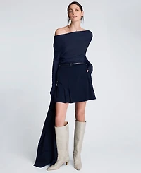 Kenneth Cole Women's Asymmetrical Drape Front Long-Sleeve Sweater