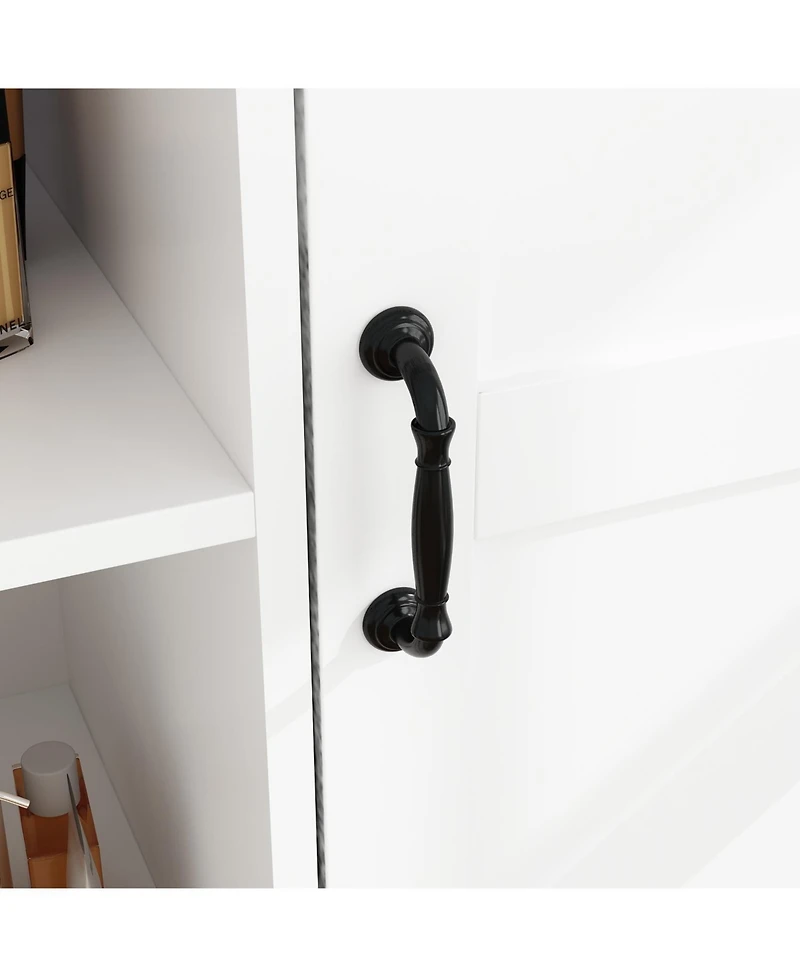 Homsee Bathroom Cabinet with Flip Storage and 7-Shelves