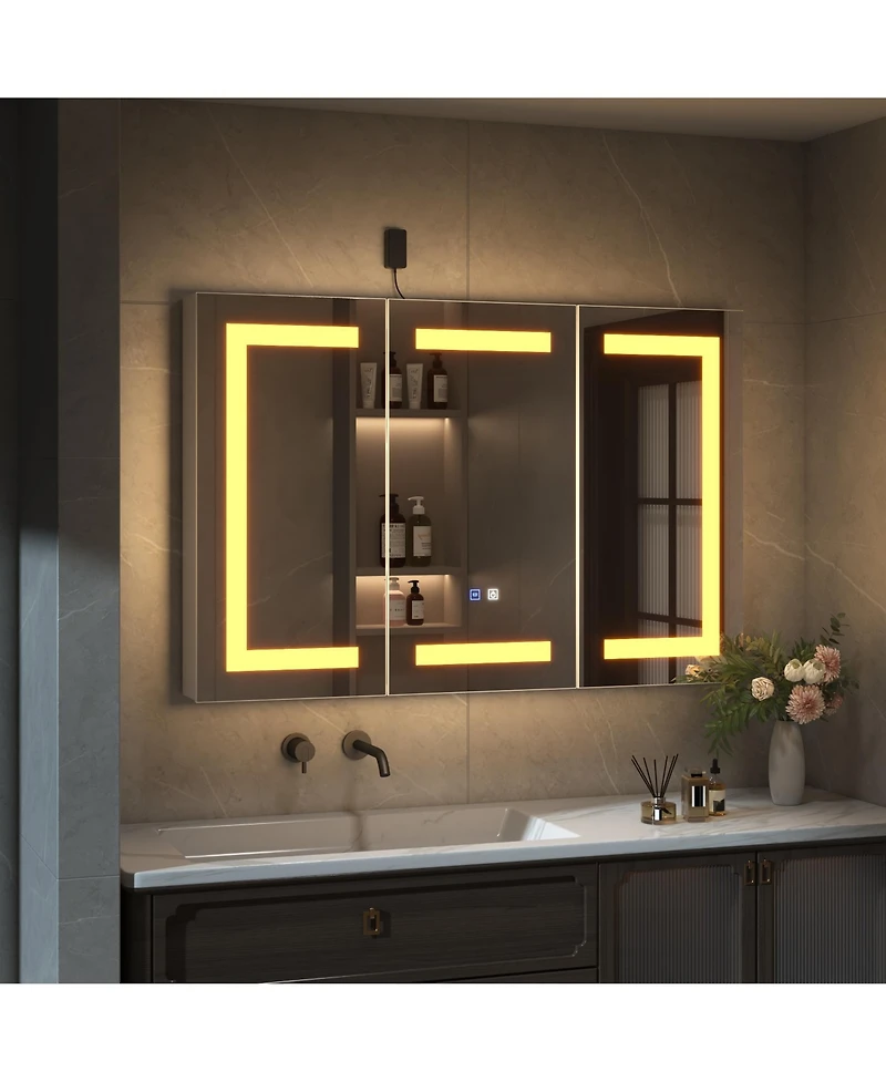 Bathroom Cabinet with Led Mirror, Anti-fog function