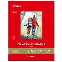 Canon 2 Pack Pp-301 Photo Paper Plus Glossy Ii Inkjet Paper, 10.6 mil, 265 gsm, 8.5x11", 20 Sheet Pack