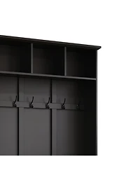 Streamdale Furniture Versatile 3-in-1 Hall Tree with 6 Hooks Walnut Storage Bench 55" Entryway Coat Rack