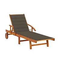 vidaXL Taupe Solid Acacia wood Sunlounger with Standard Adjustable Footrests