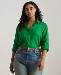 Lauren Ralph Lauren Plus Size Relaxed Fit Long-Sleeve Shirt