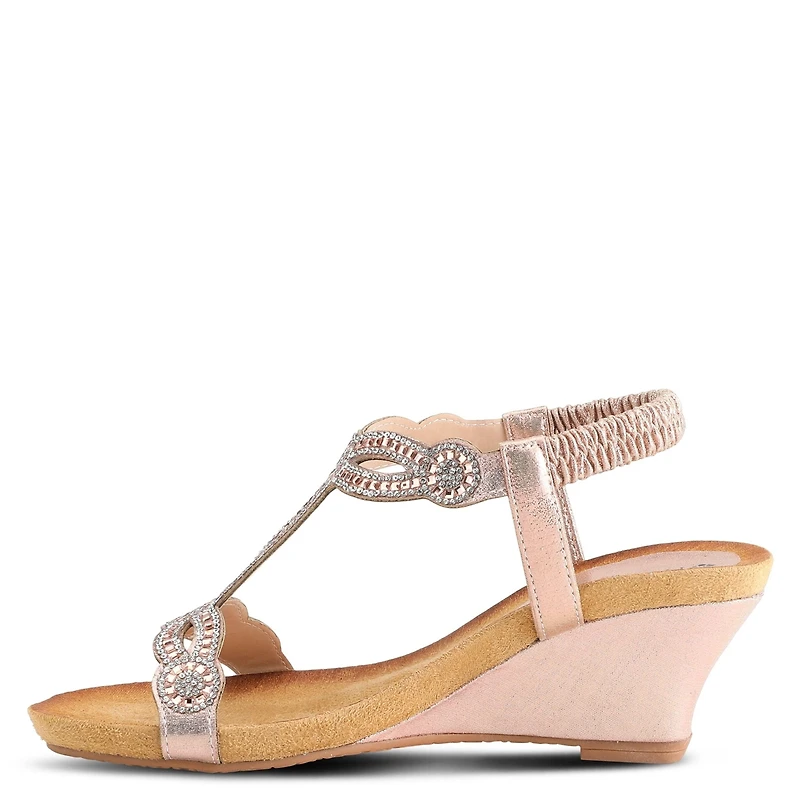 Patrizia Women's Shining Slip-On Wedge Sandals with Crystal Cut-Out Design
