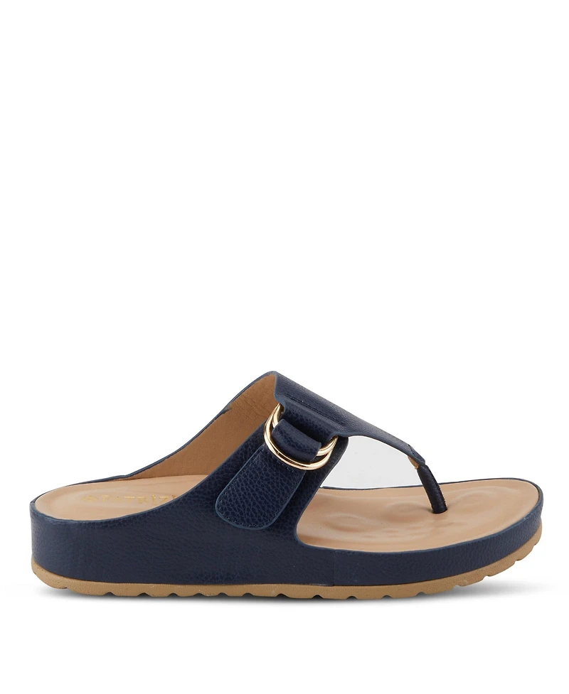 Patrizia Women's Rozeta Toe Thong Sandals with Gold Buckle and Comfort Footbed
