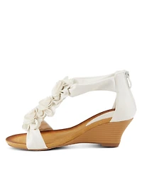 Patrizia Women s Harlequin Floral T-Strap Wedge Sandals with Back Zipper