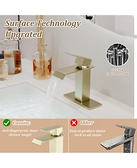 Single-Handle Waterfall Bathroom Faucet, Lead-Free 304 Stainless Steel Sink Faucet with Cold/Hot Water Function