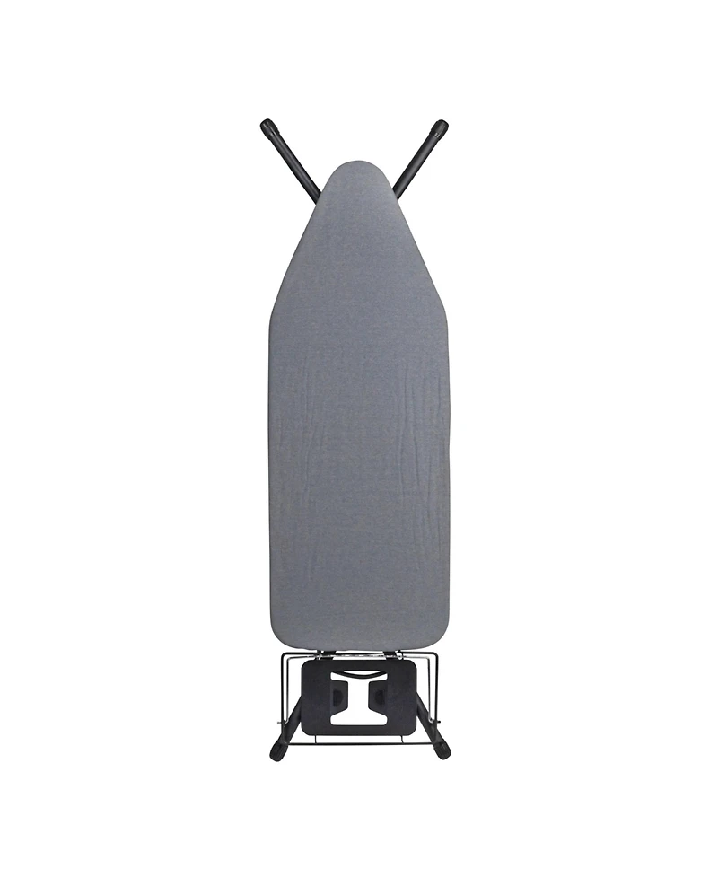 Household Essentials Wide Mega Ironing Board 4-Leg, Matte Black Frame, Grey Cover