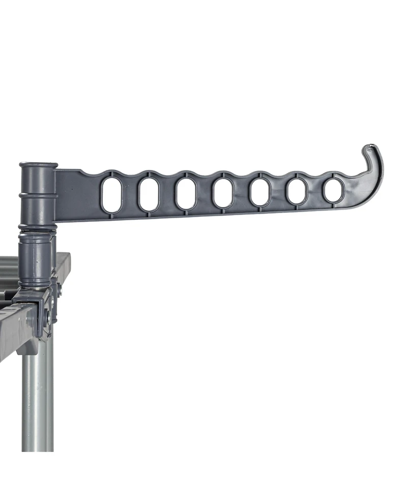 Household Essentials 4 Tier Stainless Steel Laundry Drying Rack with Two Side Wings, Grey