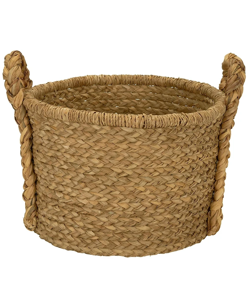 Household Essentials Large Wicker Storage Basket, Floor Basket with Braided Handles