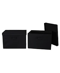 Household Essentials Wide Storage Box With Lid Box, 15"x15"x10", Black