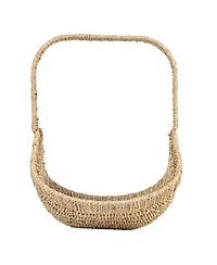 Household Essentials Woven Seagrass Flower Basket with Detachable Handle