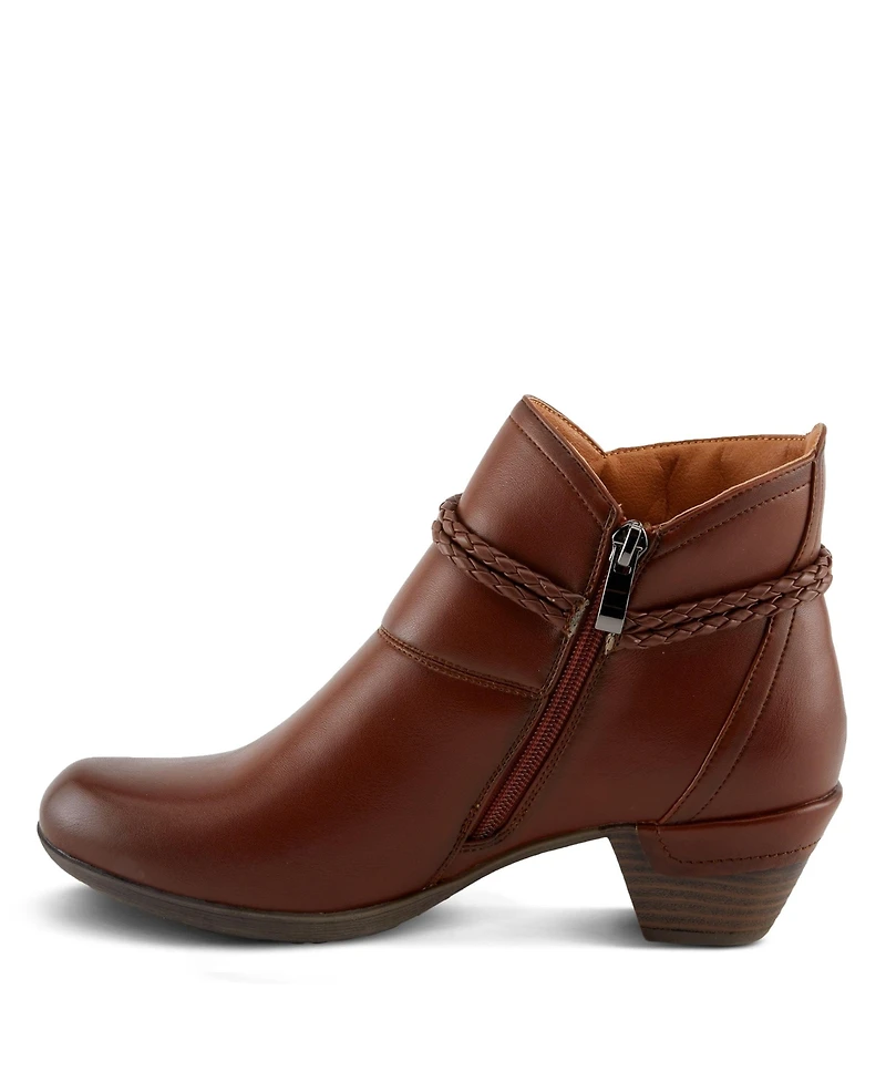 Patrizia Women's Stacked Heel Decorative Lace Detail Ankle Booties