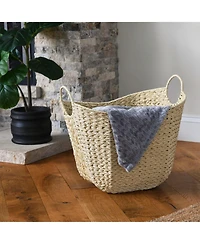 Household Essentials Paper Rope Basket with Handles, Cream
