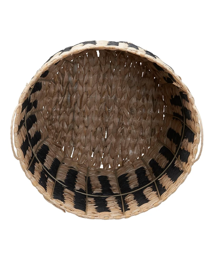 Household Essentials Cattail and Paper Pillar Basket, Natural and Black