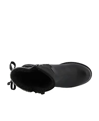 Patrizia Women s Dawna Sculpted Heel Booties with Faux Wool Shaft and Back Lace Detail