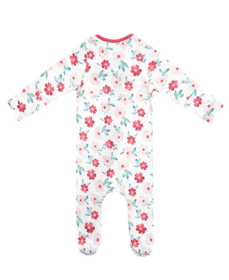 Copper Pearl Baby Girls' Noel Printed Zip-Up Footed Pajamas