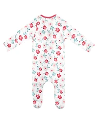 Copper Pearl Baby Girls' Noel Printed Zip-Up Footed Pajamas