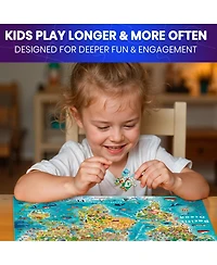 Quokka 100 Puzzles for Kids Ages 4-8 – Glow-in-The-Dark Usa Map World Map and Solar System – Geography Learning Toys