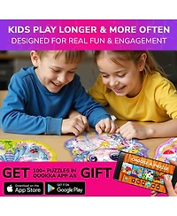 Quokka Shimmer Puzzles for Kids – 4-Pack Dragon, Rocket, Firetruck & Dinosaur Children's Game