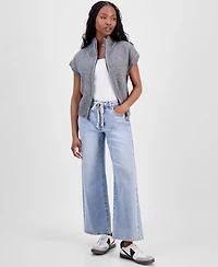 And Now This Petite Zip-Up Cap-Sleeve Sweater