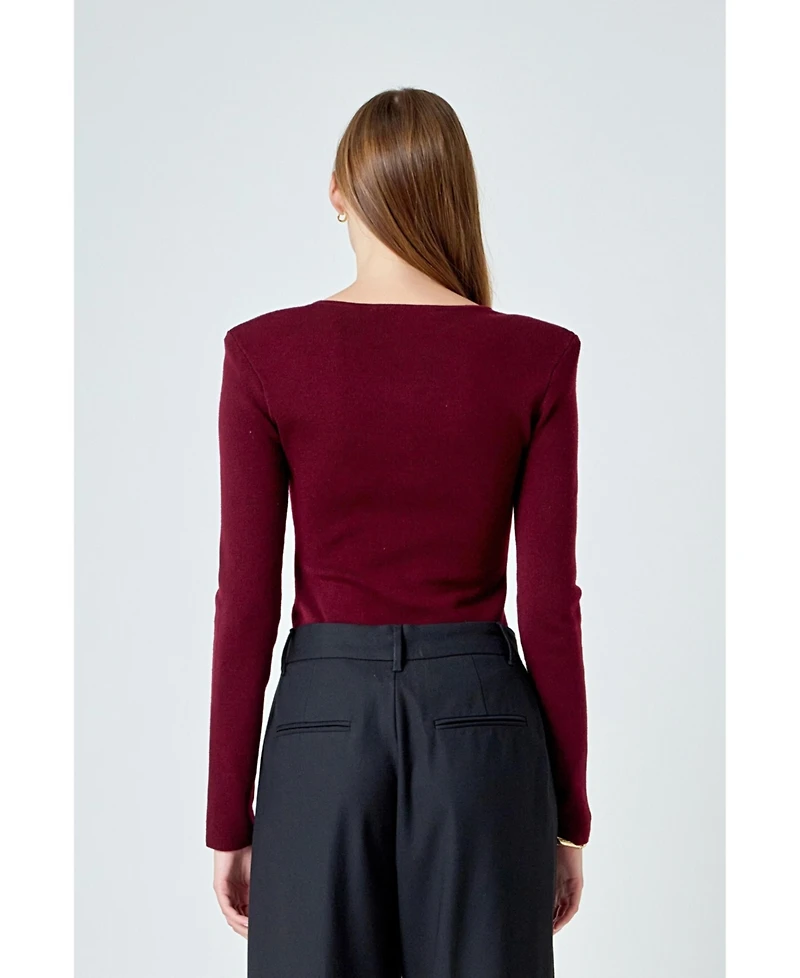 endless rose Women's Shoulder Pad Knit Top