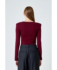 endless rose Women's Shoulder Pad Knit Top