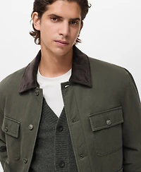 Mango Men's Pockets And Corduroy Collar Jacket