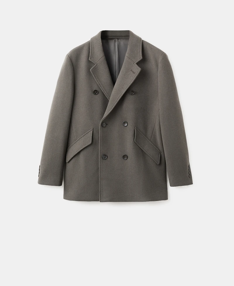 Mango Men's Double-Breasted Wool-Blend Coat