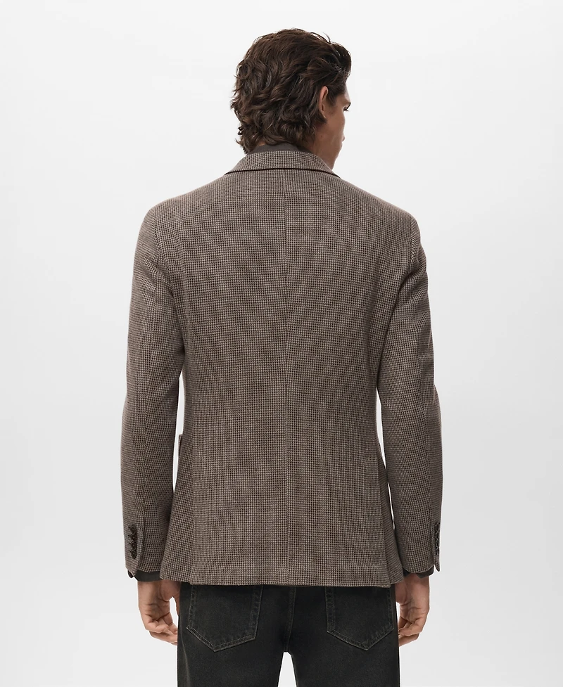 Mango Men's Slim-Fit Micro-Houndstooth Jacket