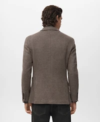 Mango Men's Slim-Fit Micro-Houndstooth Jacket