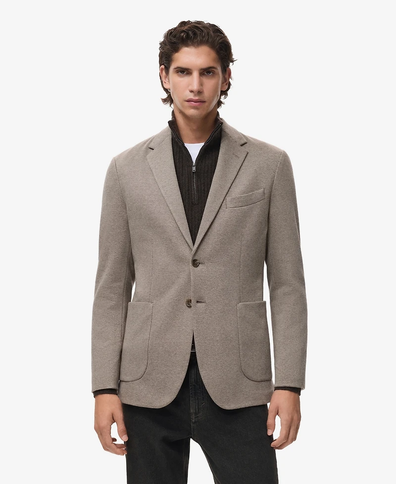 Mango Men's Slim-Fit Micro-Houndstooth Jacket