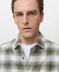 Mango Men's Cotton Flannel Check Overshirt