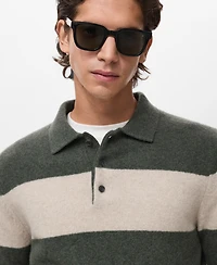 Mango Men's Knitted Wool Blend Polo Sweater