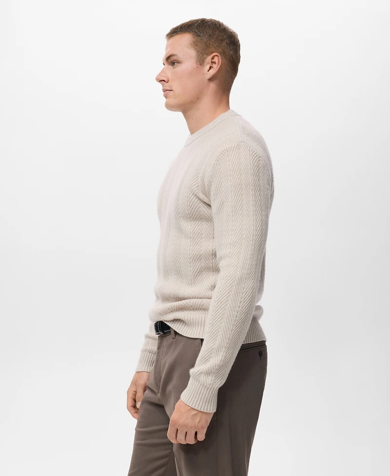 Mango Men's Herringbone Structured Sweater