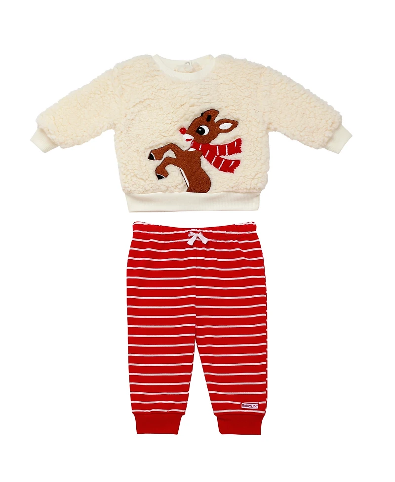 Rashti & Baby Boys' Rudolph Crewneck Top and Jogger Pants, 2-Piece Set