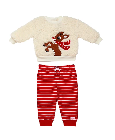 Rashti & Baby Boys' Rudolph Crewneck Top and Jogger Pants, 2-Piece Set